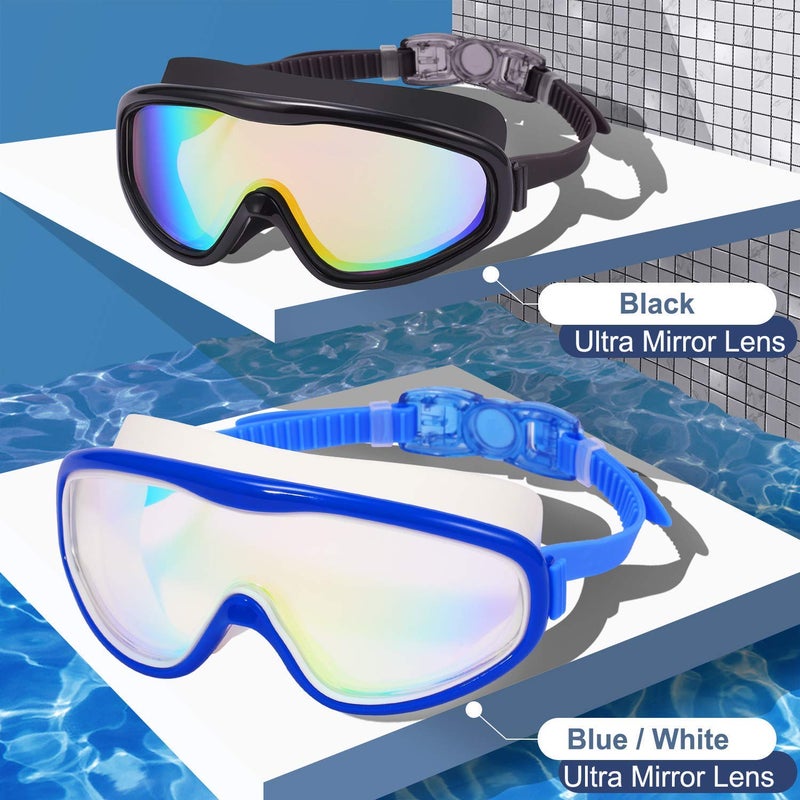 Braylin Adult Swim Goggles, 2-Pack Wide View Swim Goggles for Men Women Youth Teen, Anti-Fog, UV Protection, Over 15 Years - Image 2